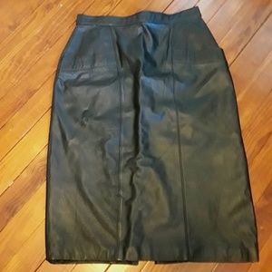 Women's Black Leather Pencil Skirt